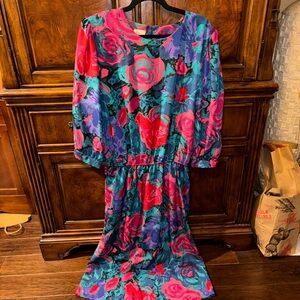 Vintage Luci Fellini Floral Maxi Dress Size 20 Tall
